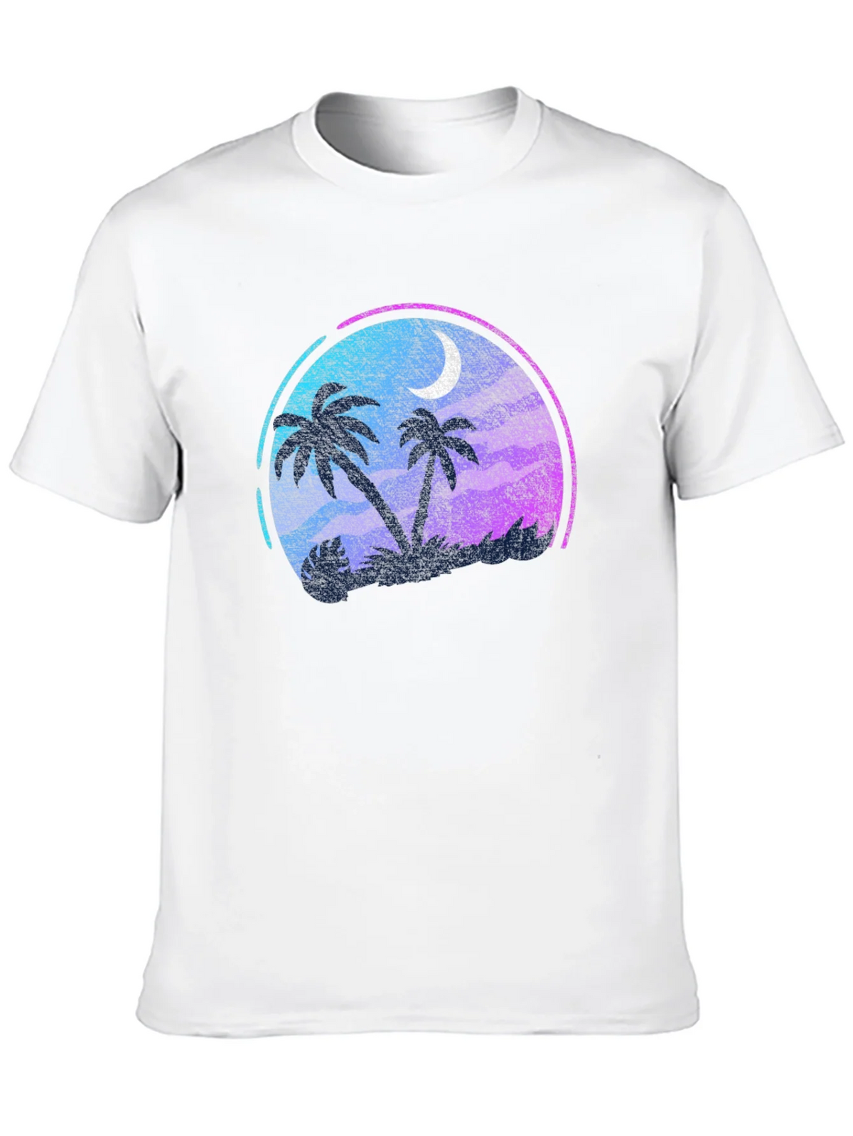 Tropical Palm Tree Moon Graphic Black T-Shirt product image 9
