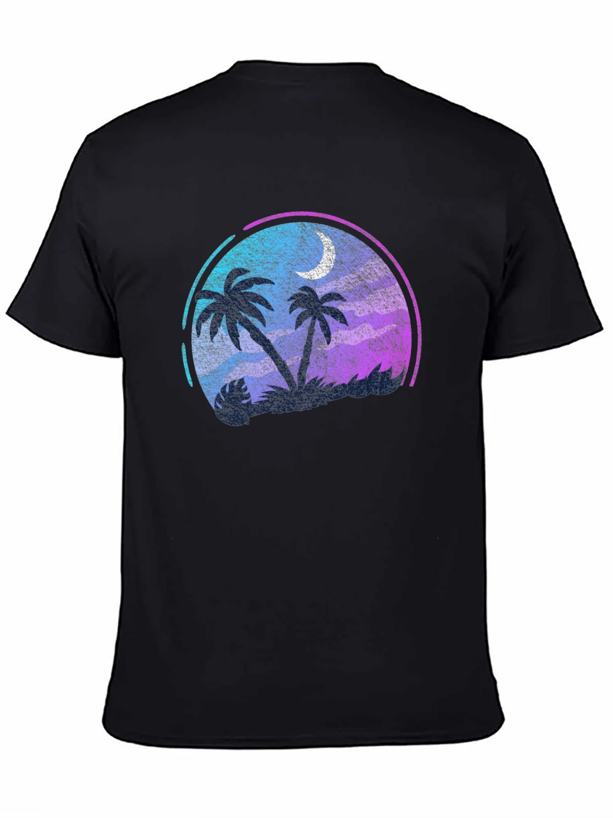 Tropical Palm Tree Moon Graphic Black T-Shirt product image 4