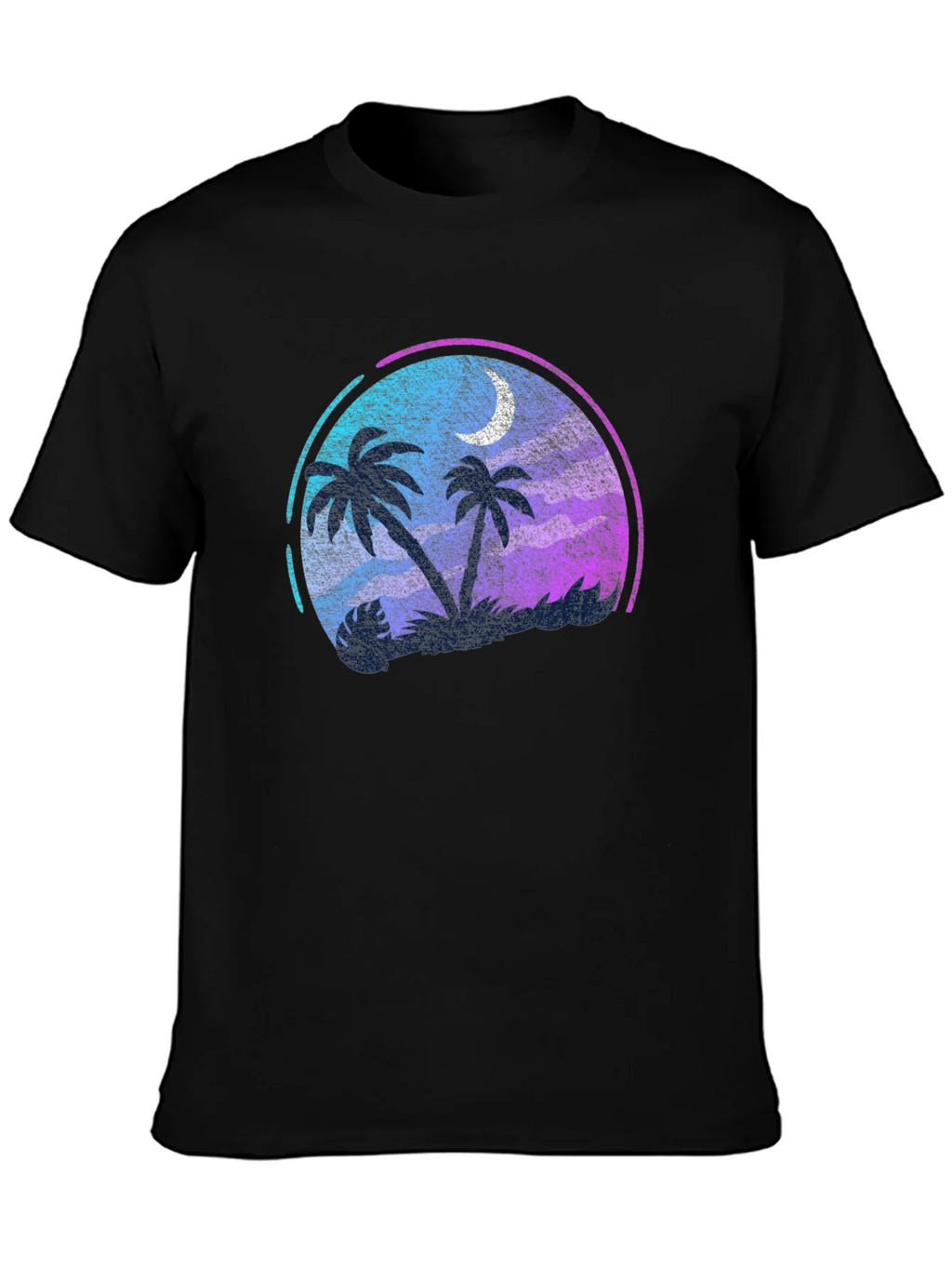 Tropical Palm Tree Moon Graphic Black T-Shirt product image 3