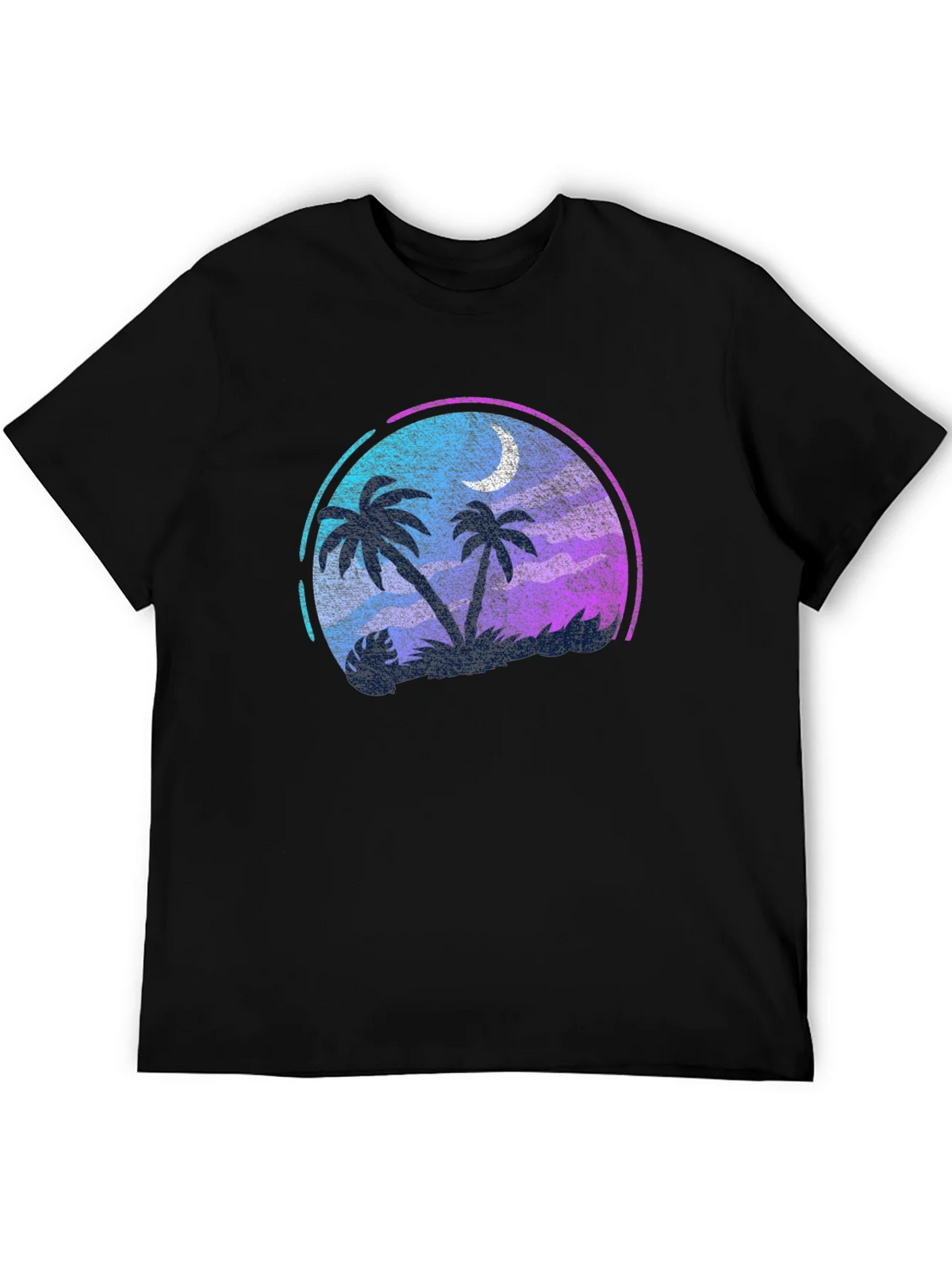 Tropical Palm Tree Moon Graphic Black T-Shirt product image 5