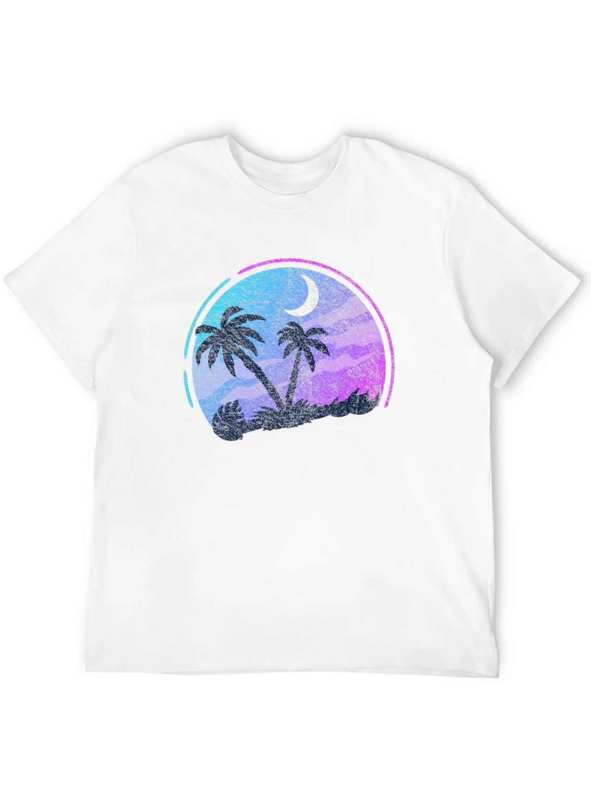 Tropical Palm Tree Moon Graphic Black T-Shirt product image 11