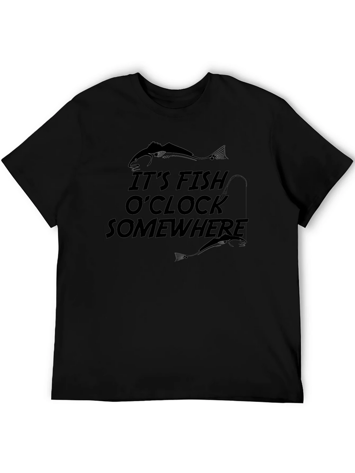 Its Fish OClock Somewhere Black Graphic T-Shirt product image 5