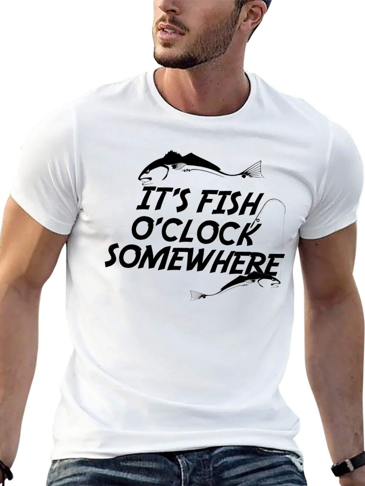 Its Fish OClock Somewhere Black Graphic T-Shirt product image 12