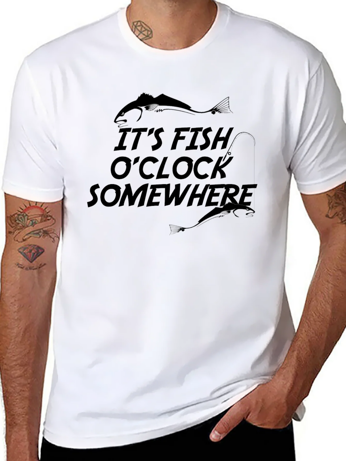 Its Fish OClock Somewhere Black Graphic T-Shirt product image 7