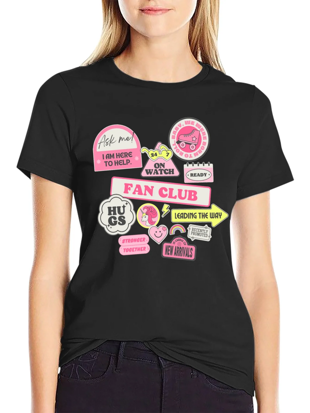 Fun Graphic T-Shirt with Pink Stickers product image 2