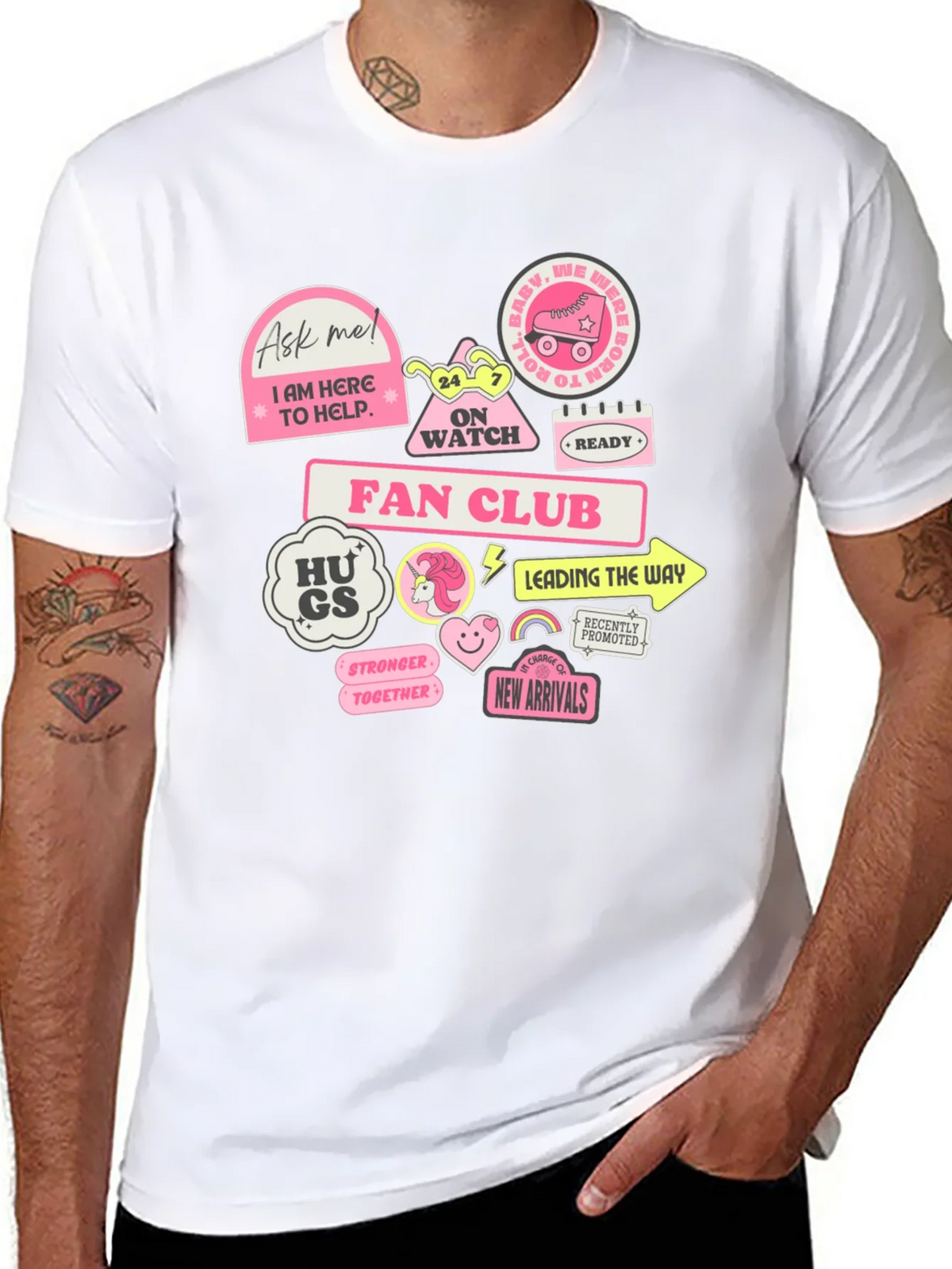 Fun Graphic T-Shirt with Pink Stickers product image 7