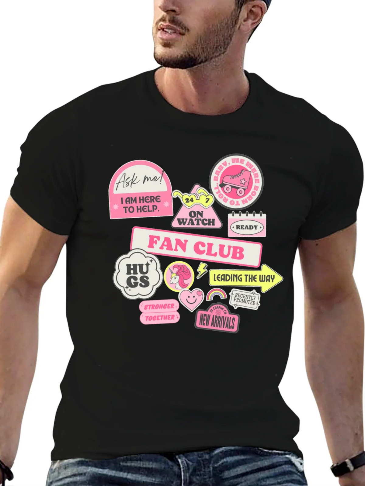 Fun Graphic T-Shirt with Pink Stickers product image 6