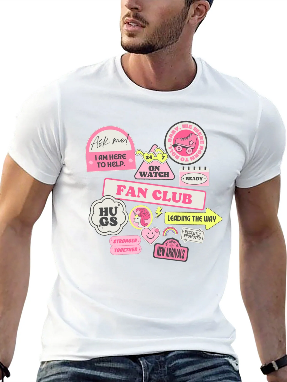 Fun Graphic T-Shirt with Pink Stickers product image 12