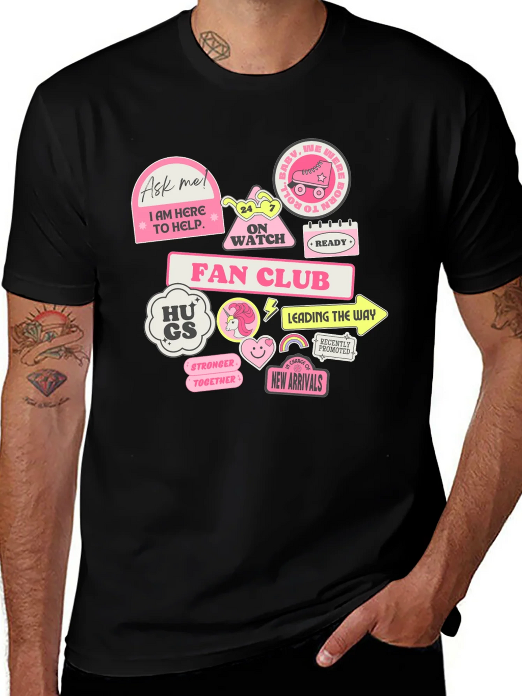 Fun Graphic T-Shirt with Pink Stickers product image 1