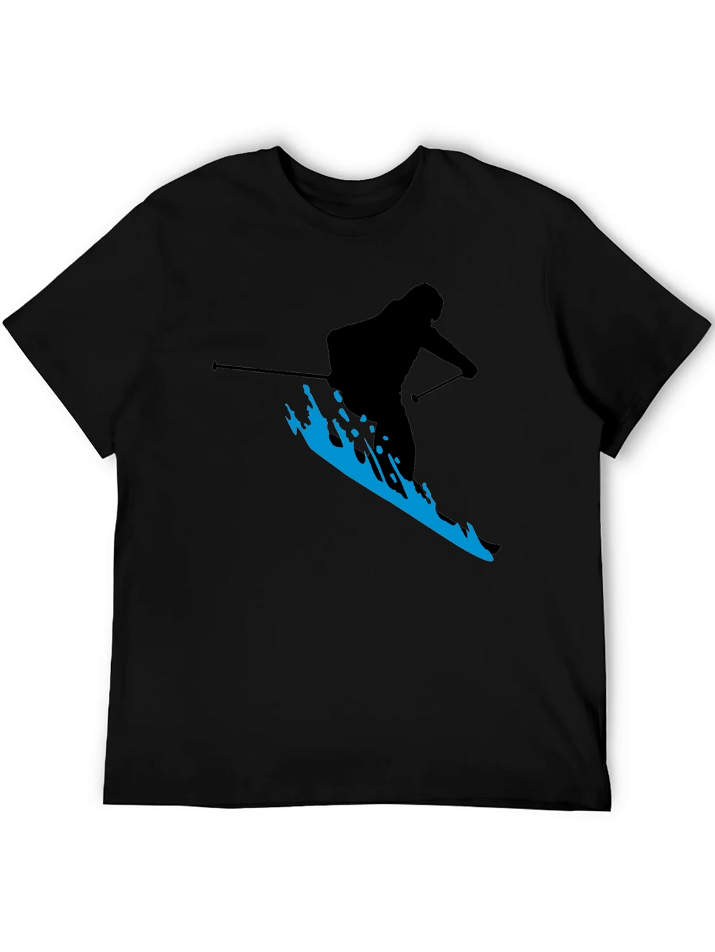 Skiing Silhouette T-Shirt - Black Graphic Tee product image 5