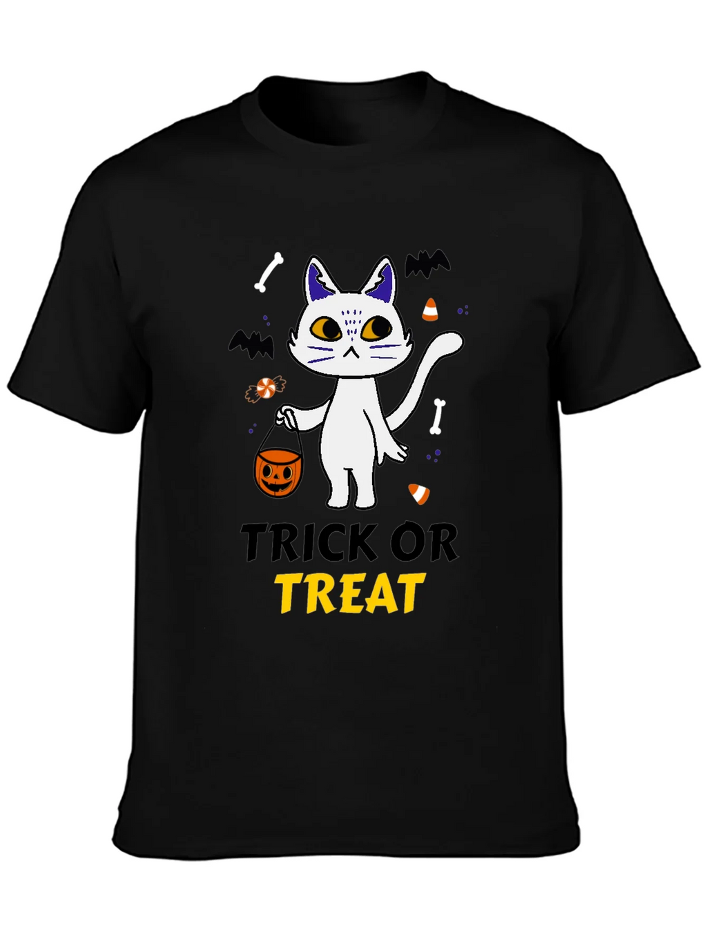 Trick or Treat Halloween Cat T-Shirt product image 3