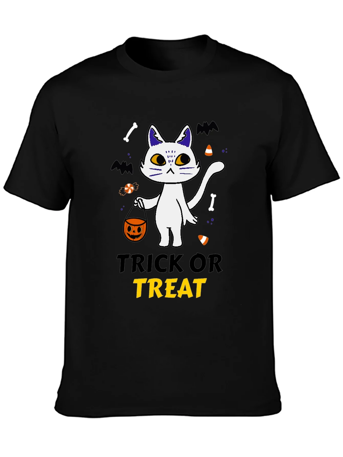 Trick or Treat Halloween Cat T-Shirt product image 3