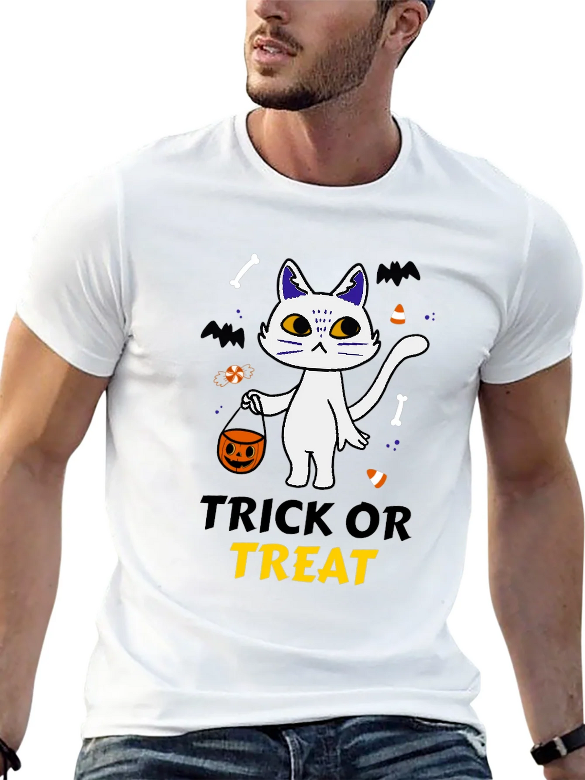 Trick or Treat Halloween Cat T-Shirt product image 10