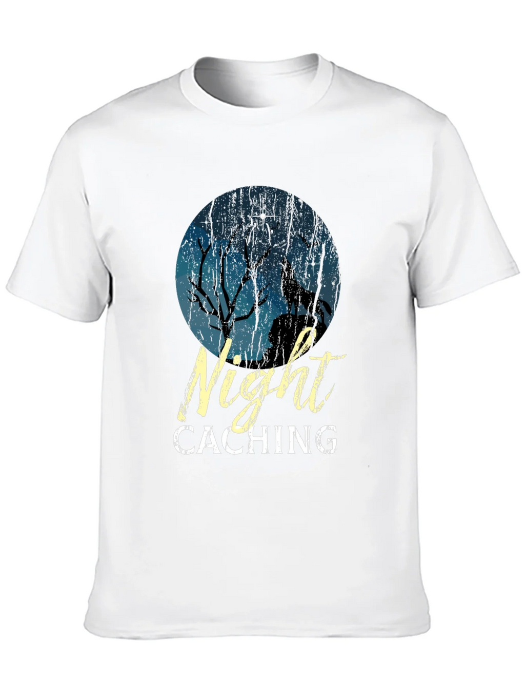 Night Caching Wolf Graphic Tee - Black Cotton Blend T-Shirt product image 8