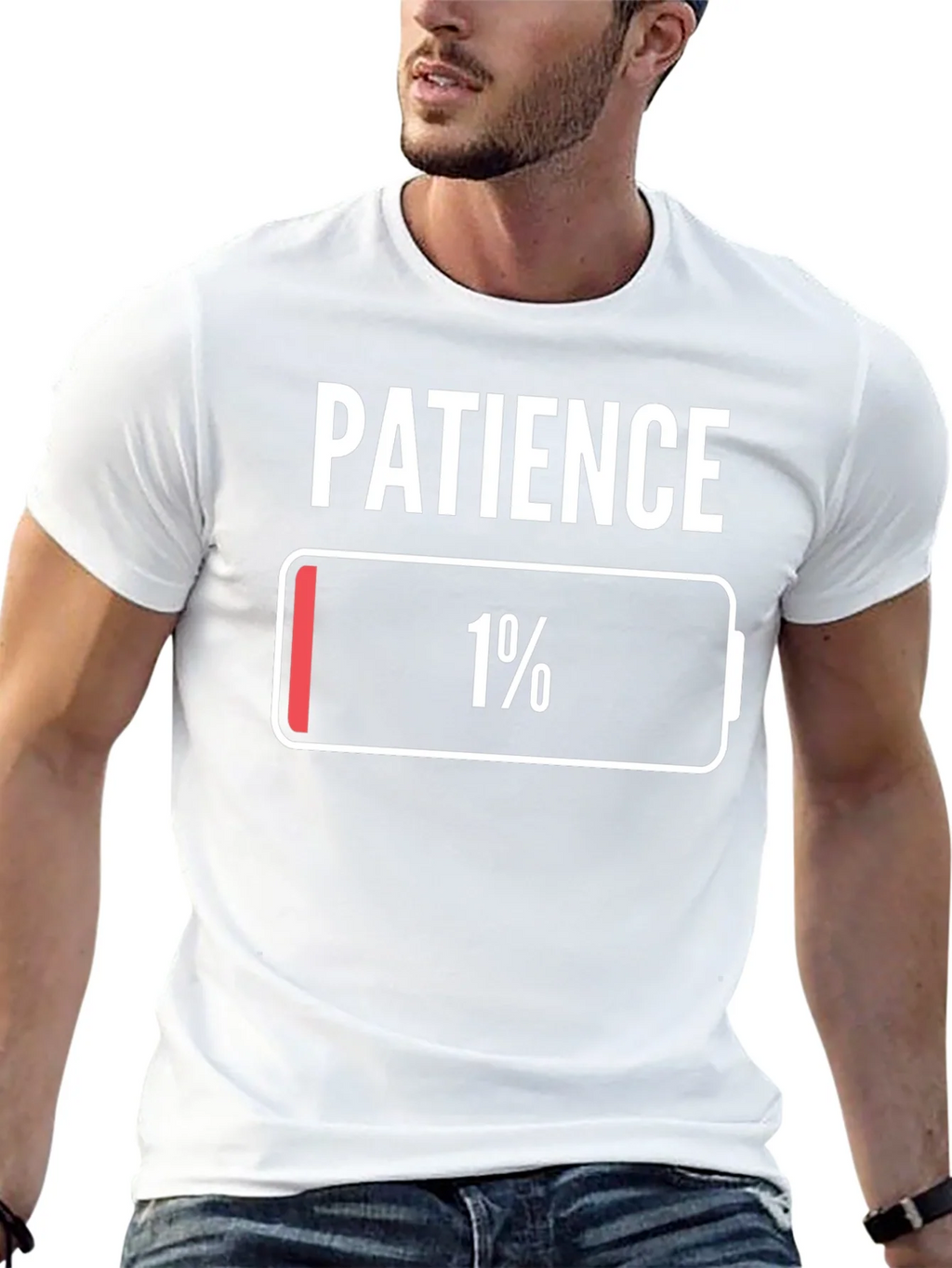 Patience 1% Low Battery T-Shirt Novelty Graphic Tee product image 10