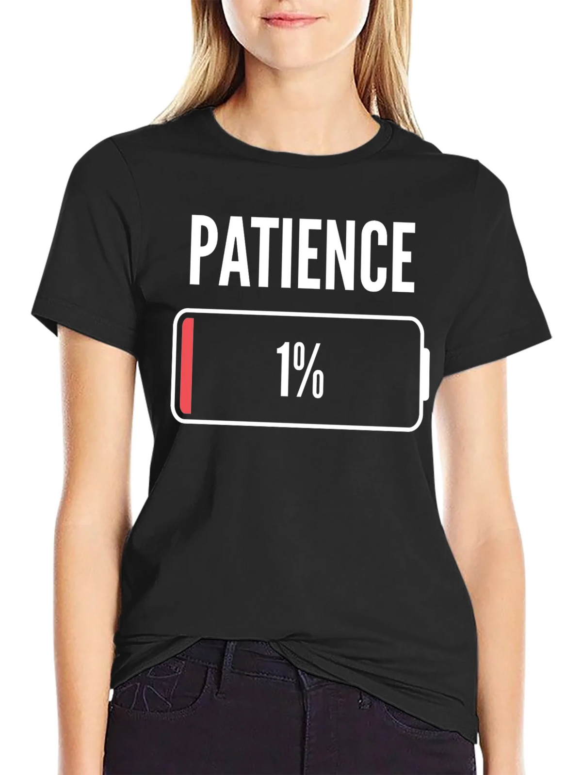 Patience 1% Low Battery T-Shirt Novelty Graphic Tee product image 1