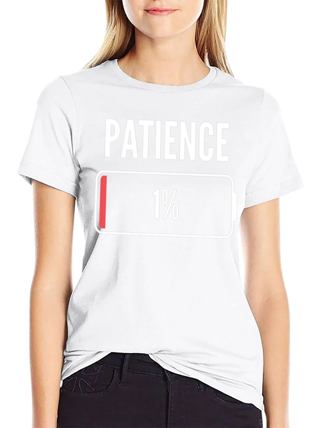 Patience 1% Low Battery T-Shirt Novelty Graphic Tee product image 6