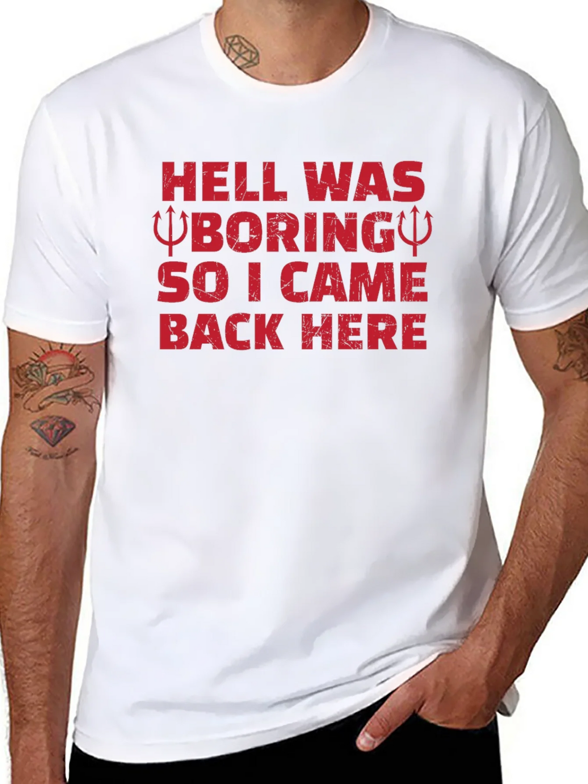 Hell Was Boring Funny Graphic T-Shirt product image 6