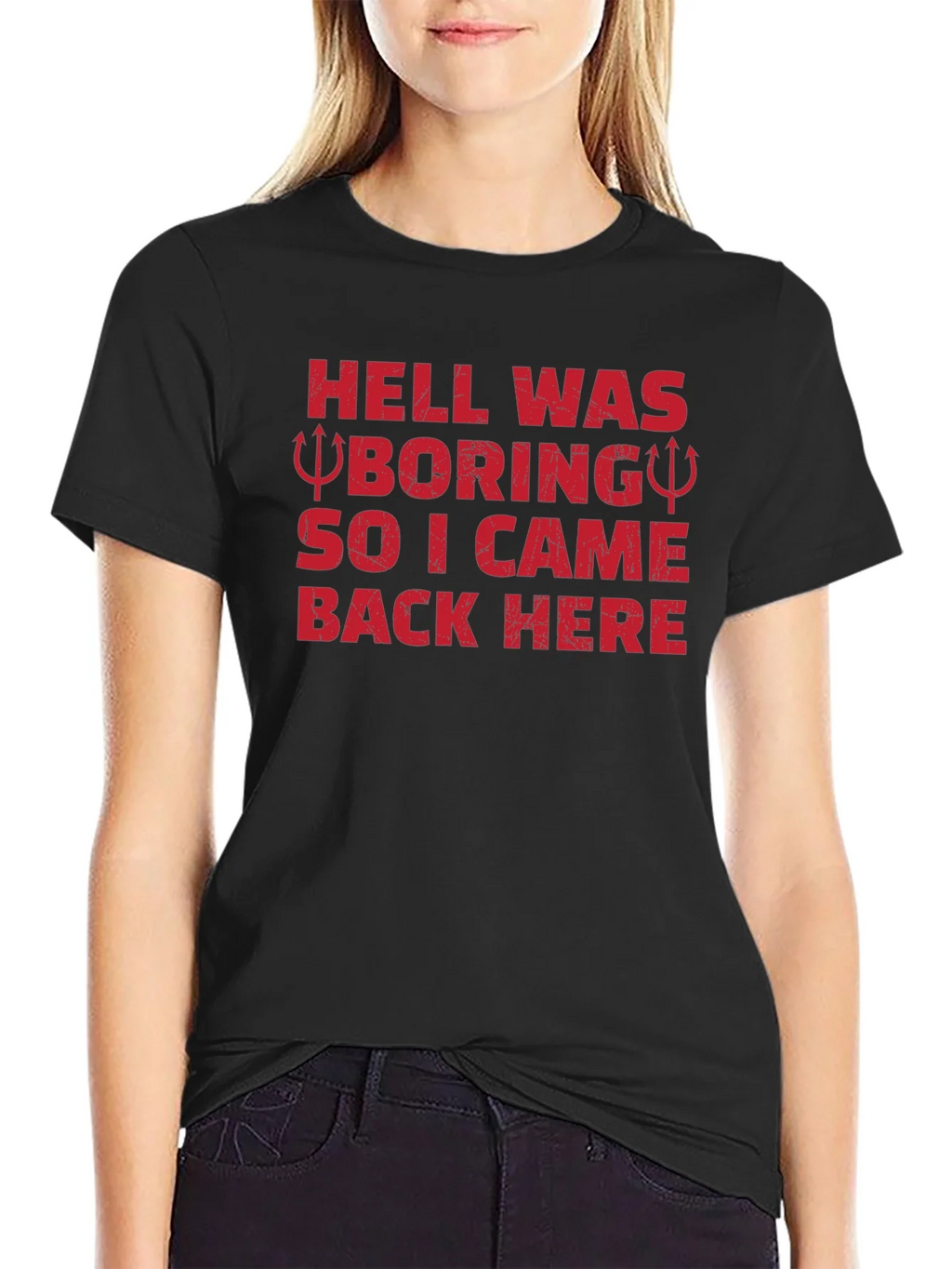 Hell Was Boring Funny Graphic T-Shirt product image 2