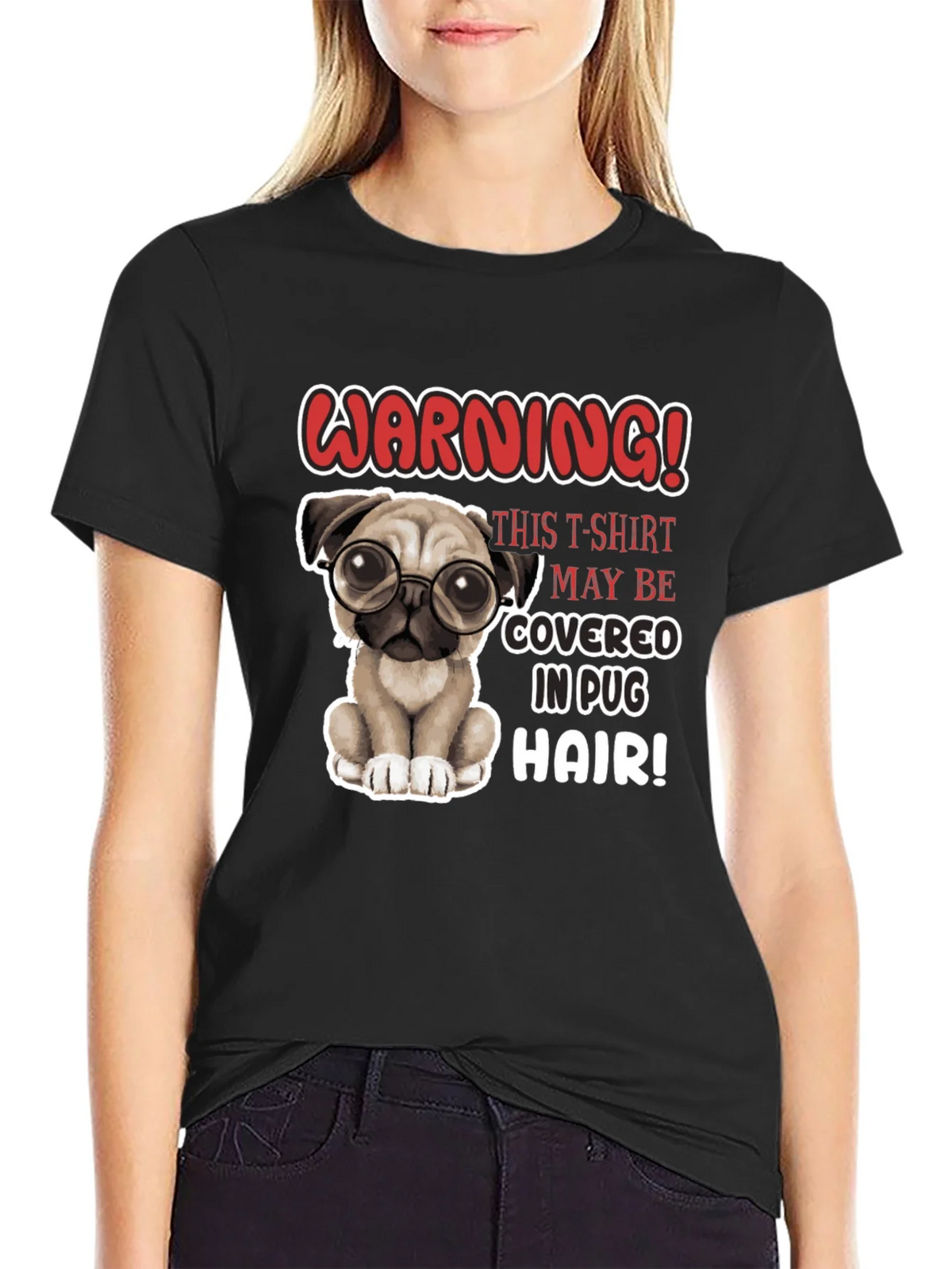Warning! Pug Hair T-Shirt - Cute Dog Lover Tee product image 1