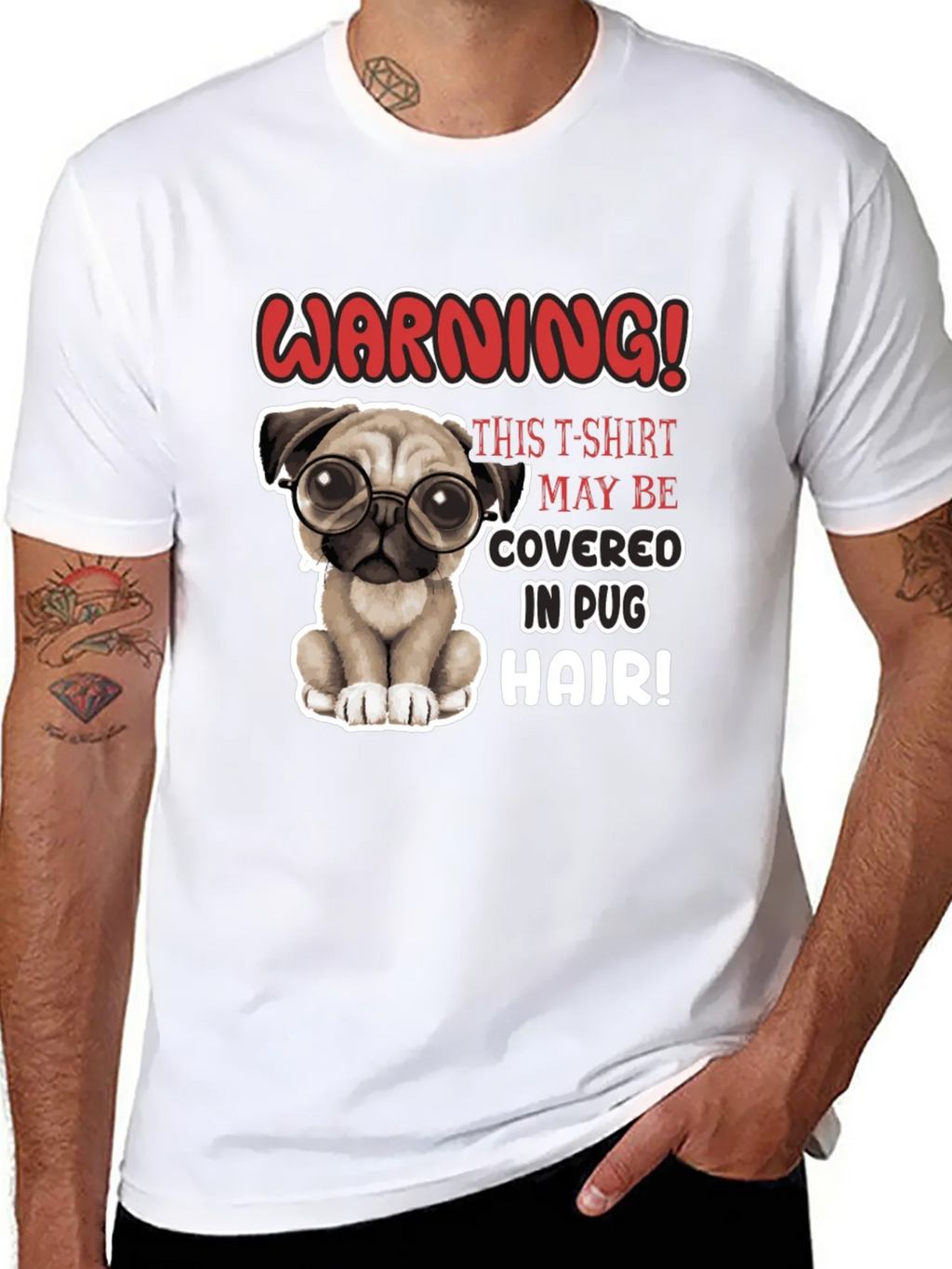 Warning! Pug Hair T-Shirt - Cute Dog Lover Tee product image 5