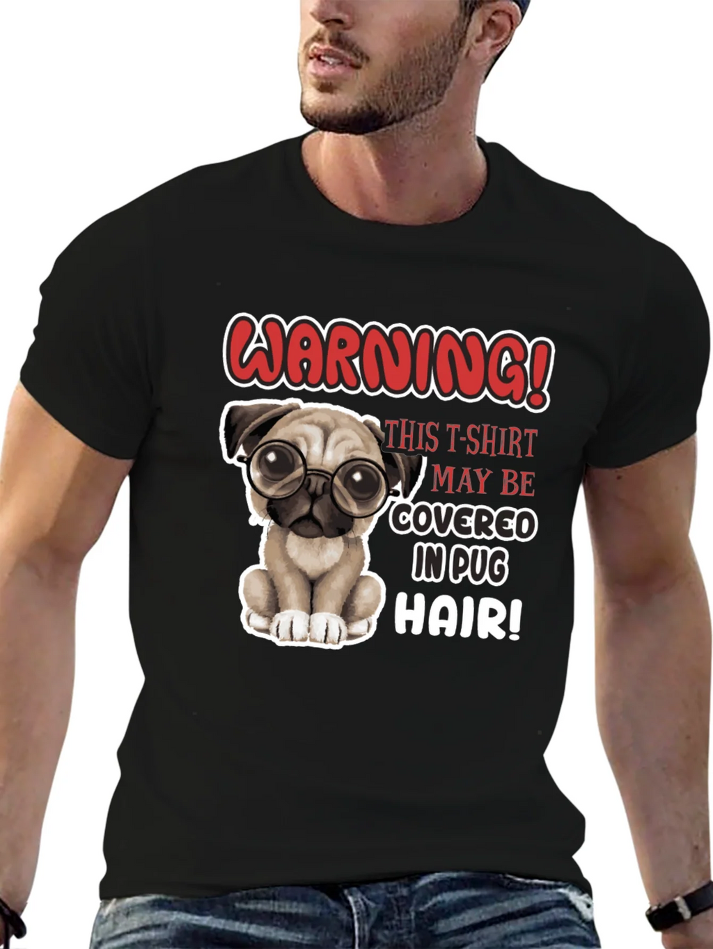 Warning! Pug Hair T-Shirt - Cute Dog Lover Tee product image 4