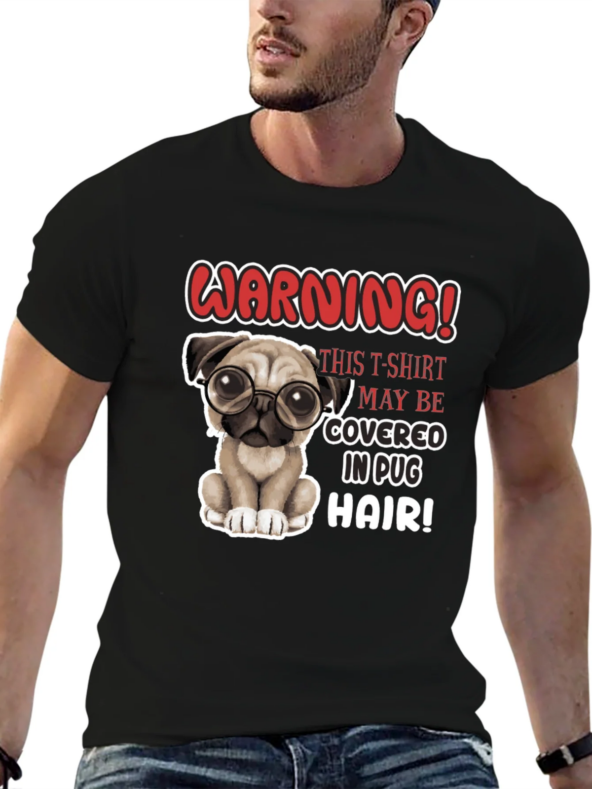 Warning! Pug Hair T-Shirt - Cute Dog Lover Tee product image 4