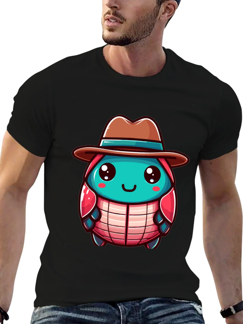 Cartoon Character on Black T-Shirt product image 6