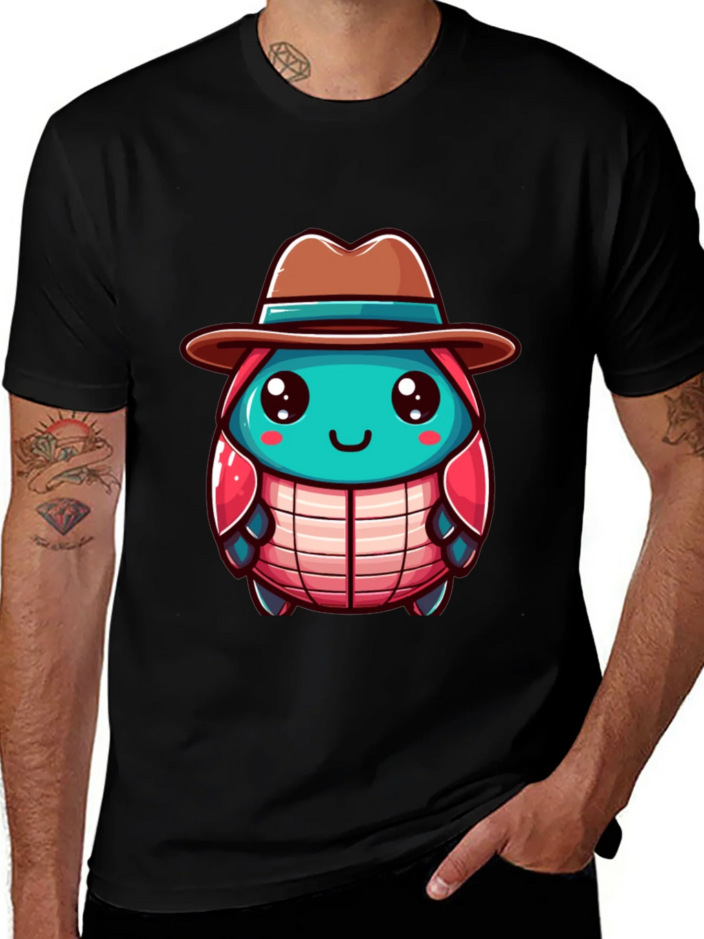 Cartoon Character on Black T-Shirt product image 1
