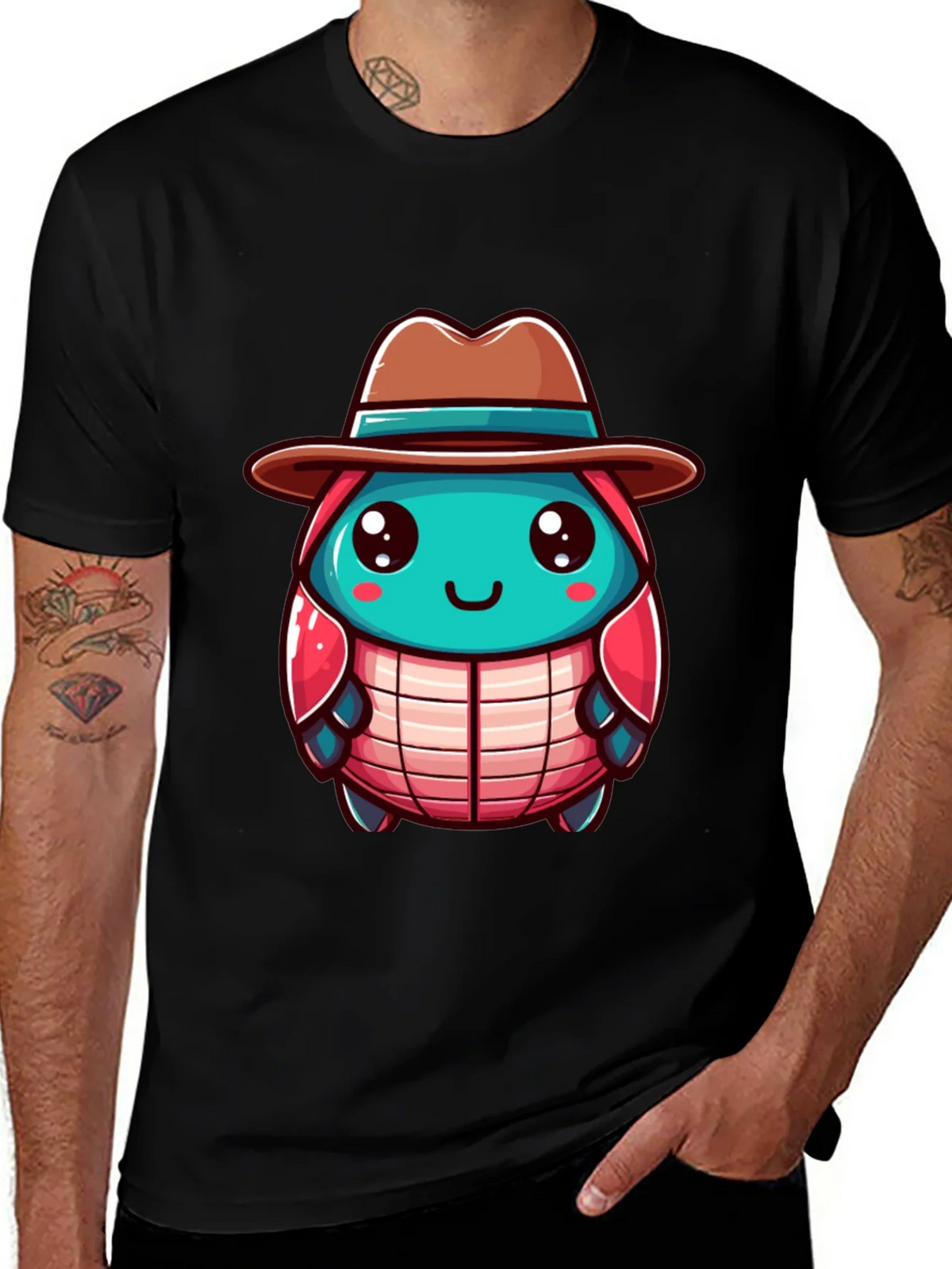 Cartoon Character on Black T-Shirt product image 1