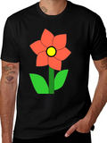 Flower Graphic Black T-Shirt Casual Wear product image 1