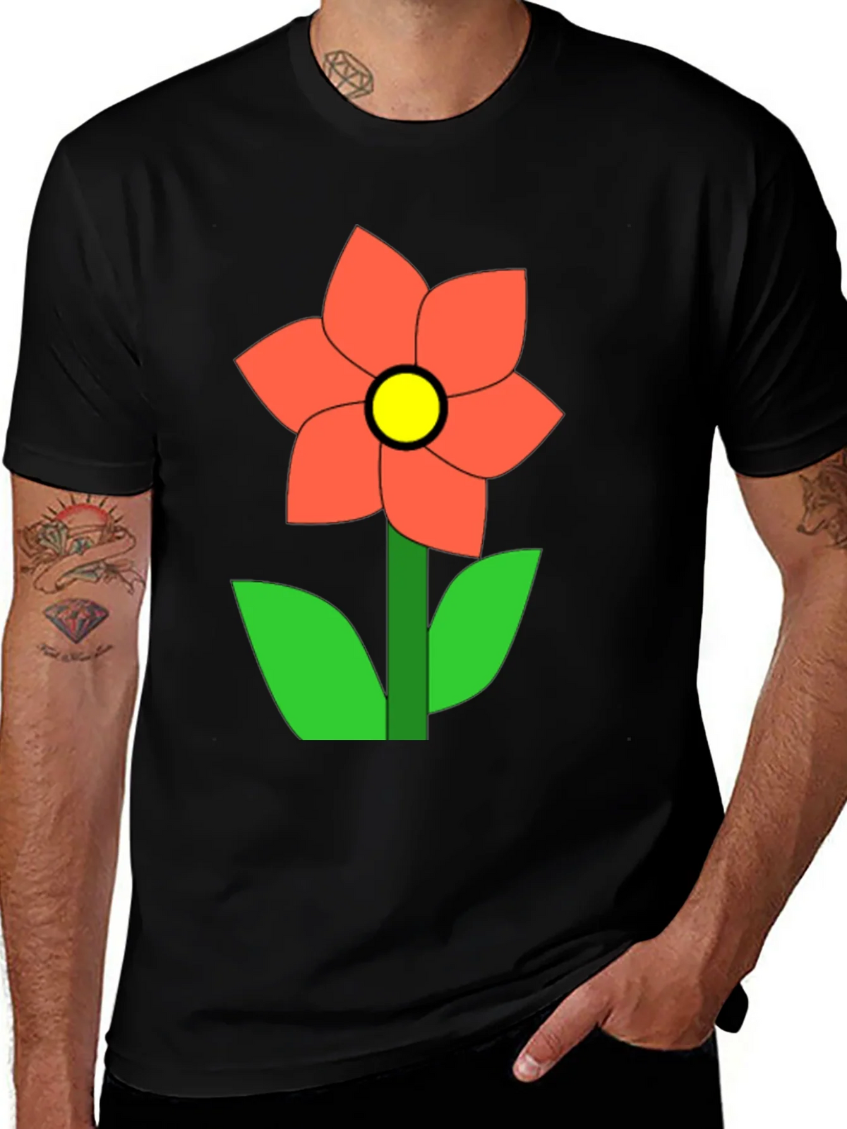 Flower Graphic Black T-Shirt Casual Wear product image 1