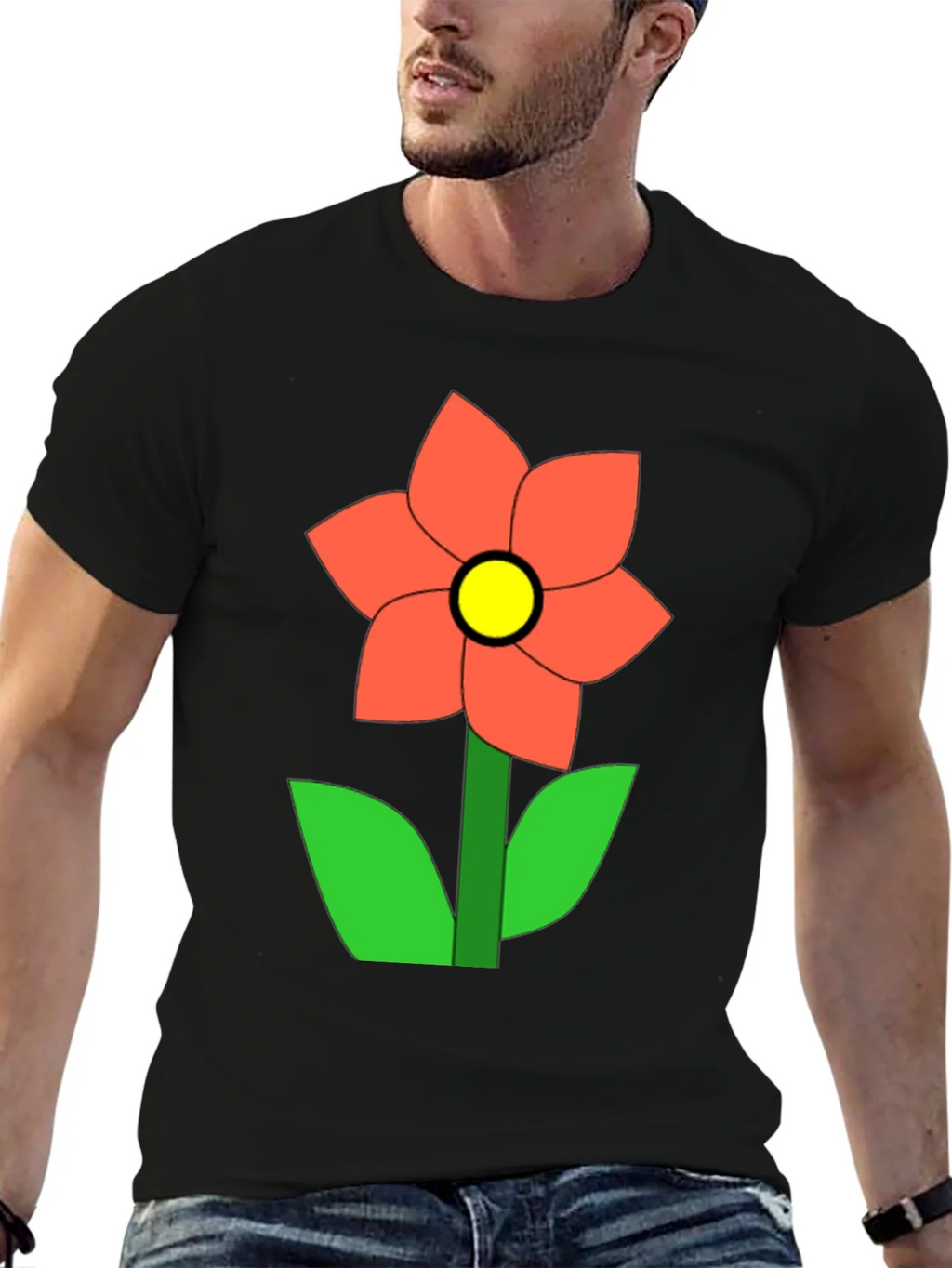 Flower Graphic Black T-Shirt Casual Wear product image 6