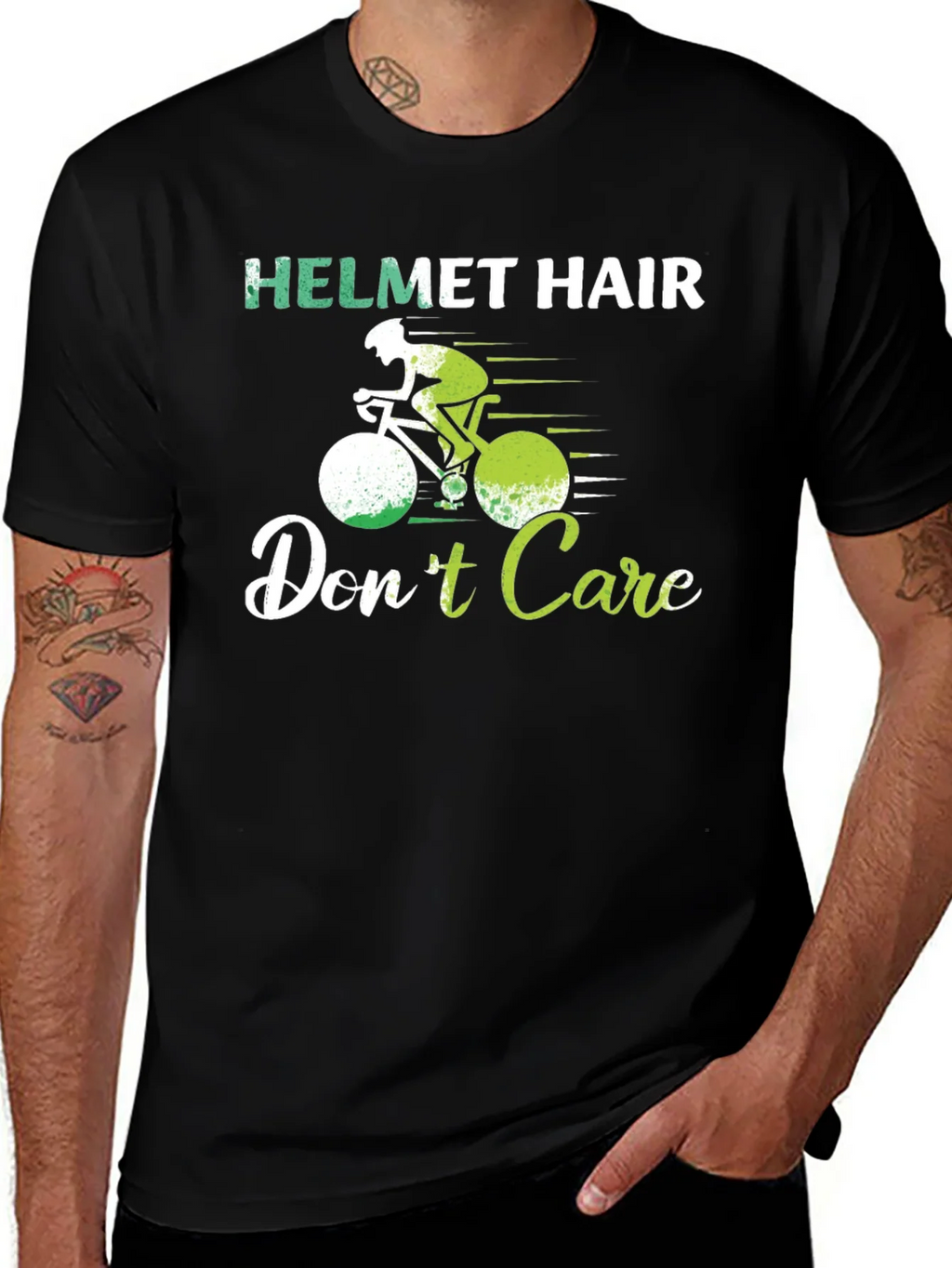 Helmet Hair Dont Care T-Shirt Cycling Biking Tee product image 1
