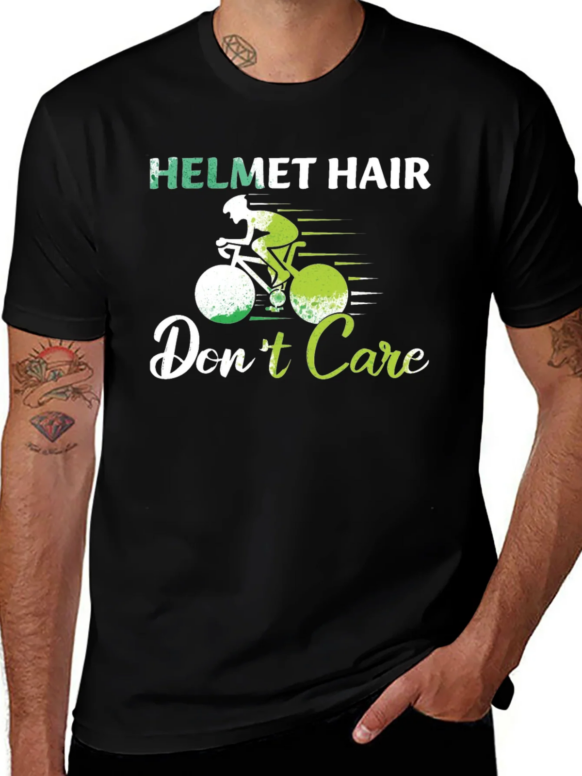Helmet Hair Dont Care T-Shirt Cycling Biking Tee product image 1