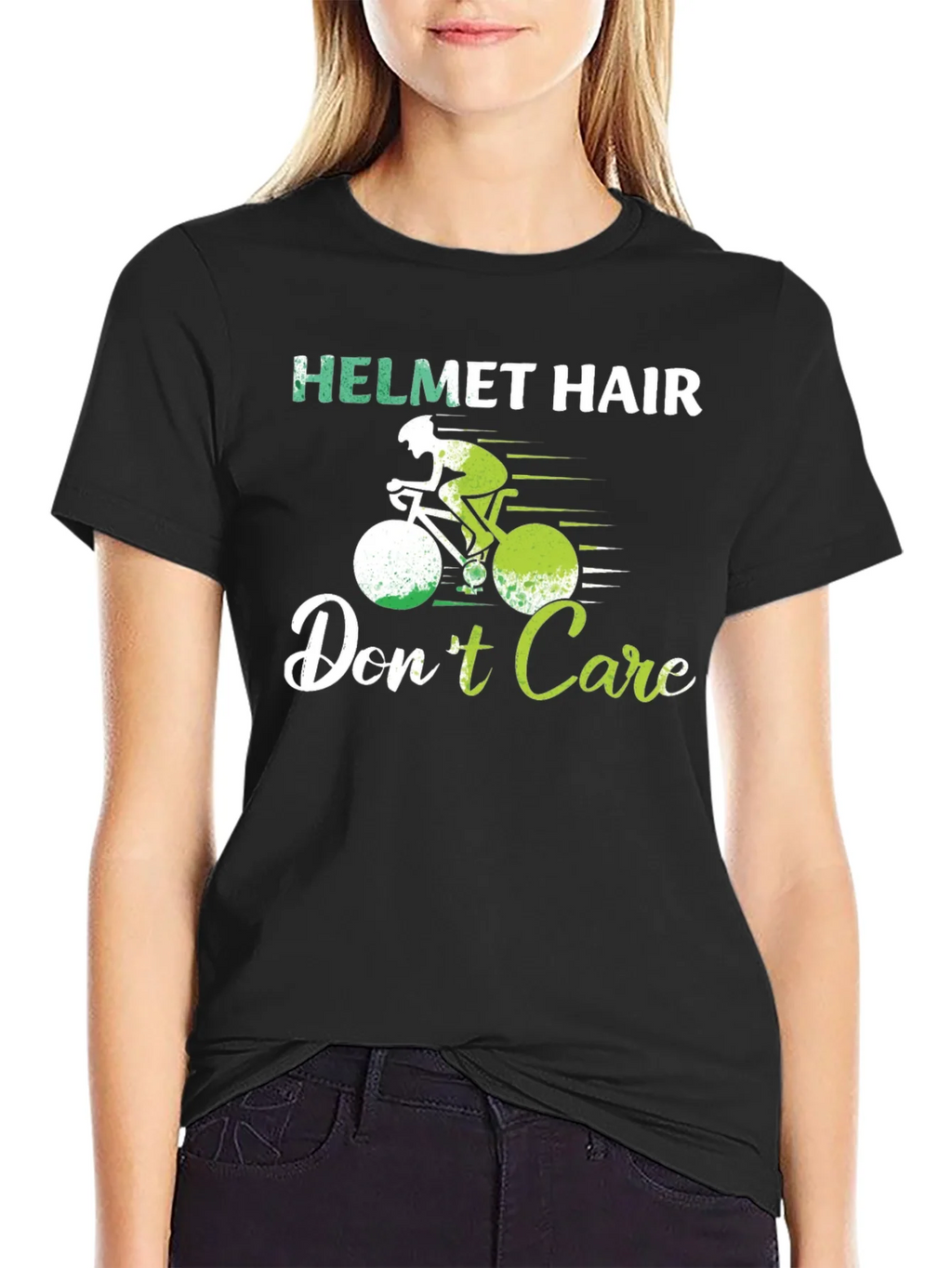 Helmet Hair Dont Care T-Shirt Cycling Biking Tee product image 2