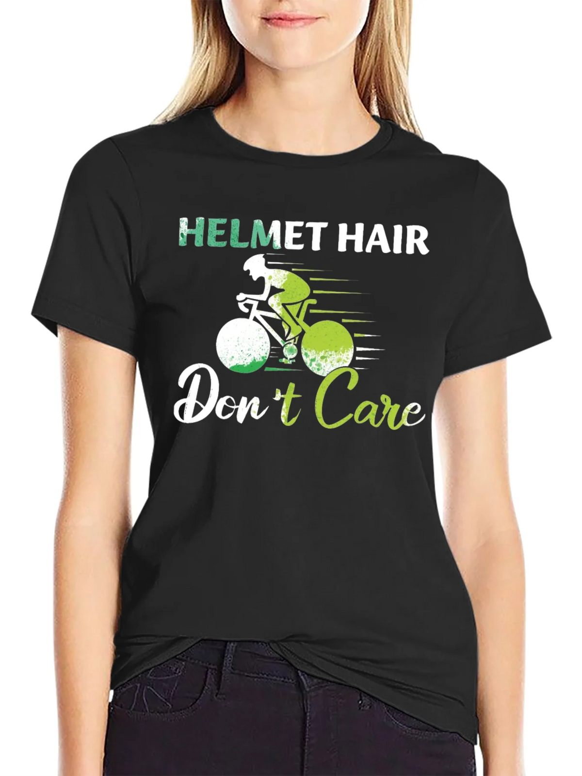 Helmet Hair Dont Care T-Shirt Cycling Biking Tee product image 2