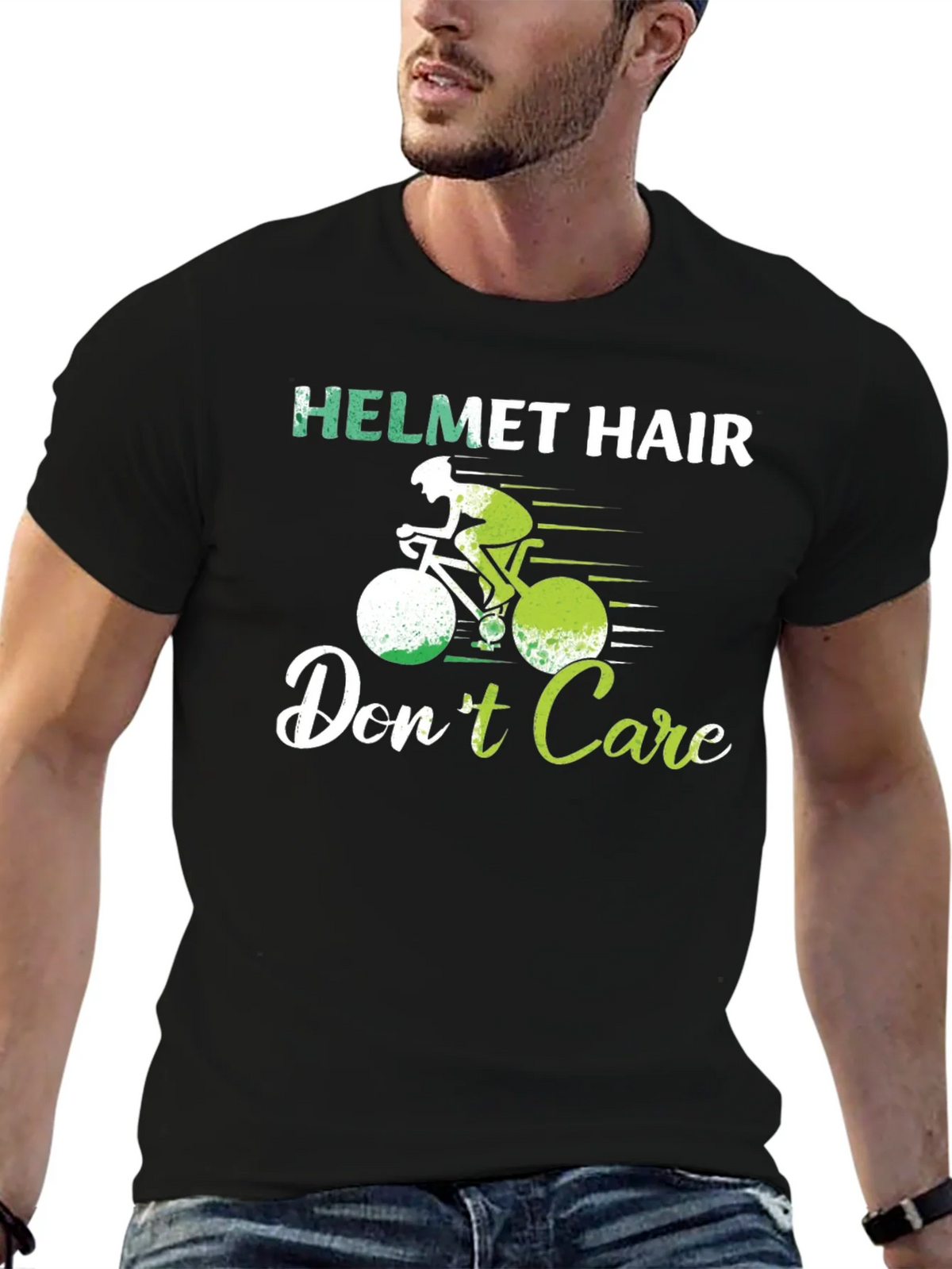 Helmet Hair Dont Care T-Shirt Cycling Biking Tee product image 6