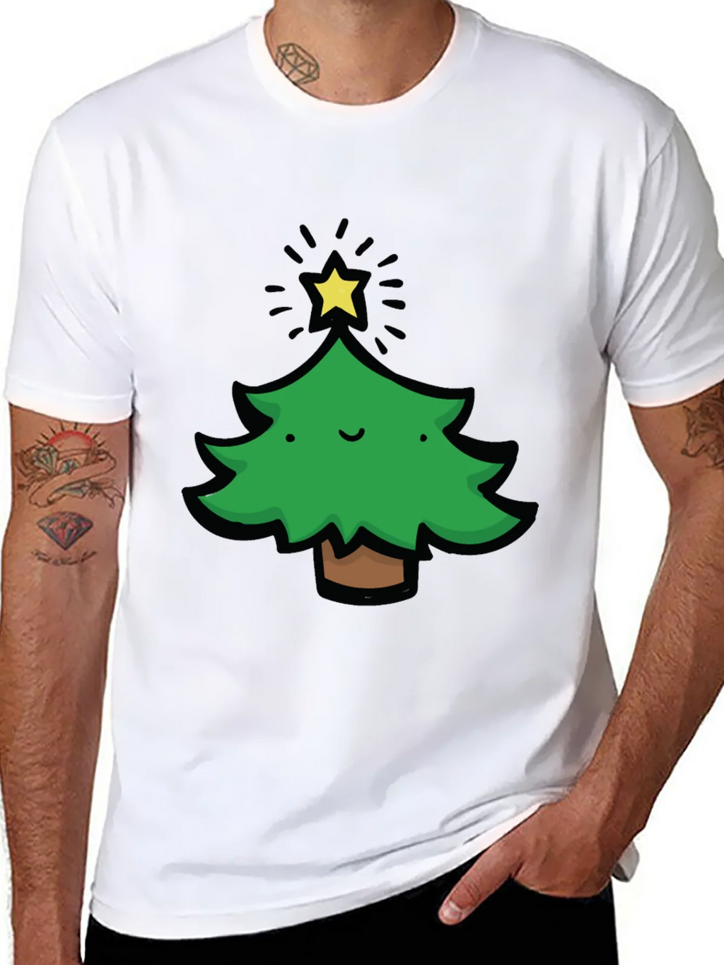 Festive Christmas Tree Graphic Tee - Black product image 6