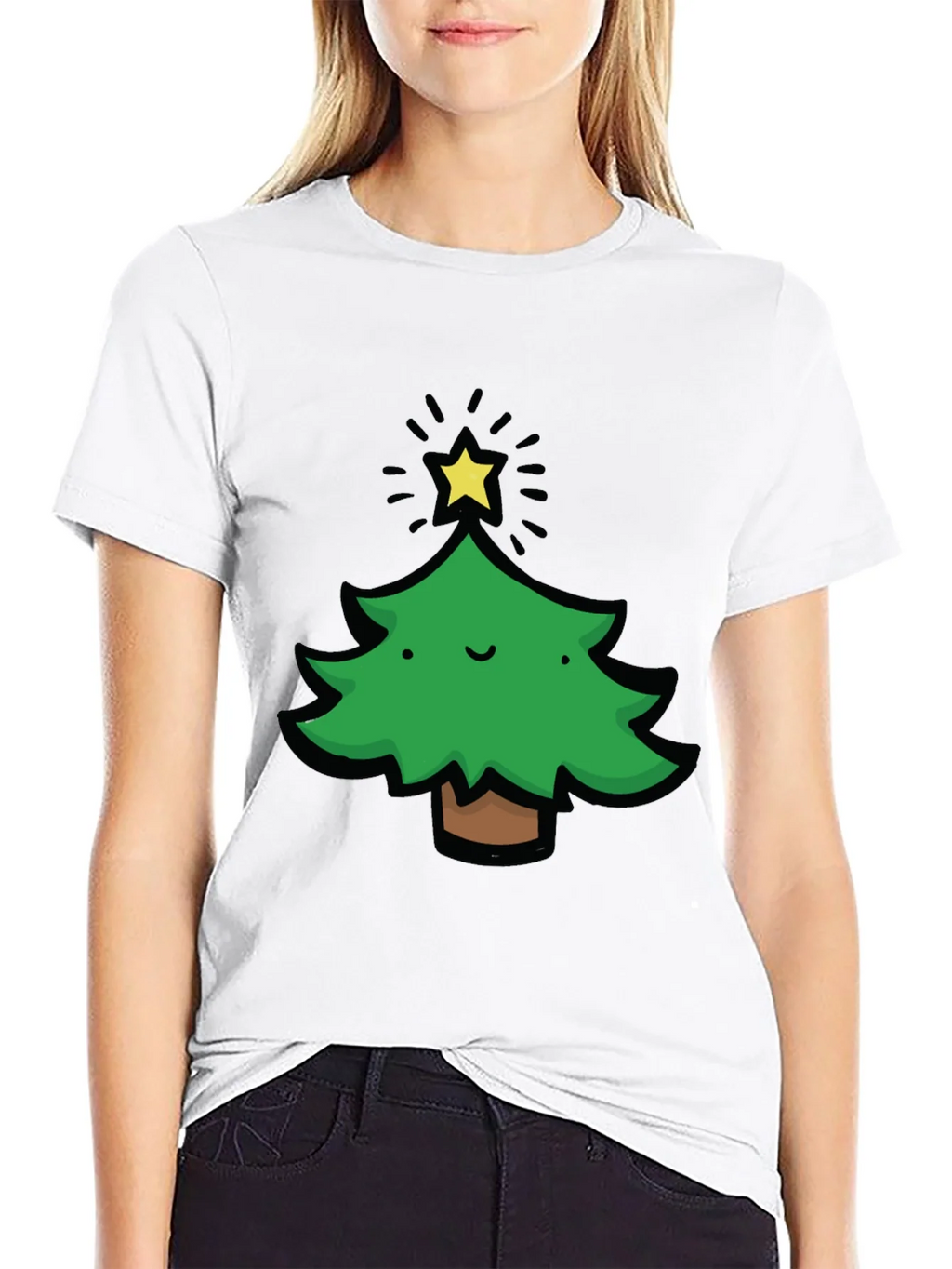 Festive Christmas Tree Graphic Tee - Black product image 7