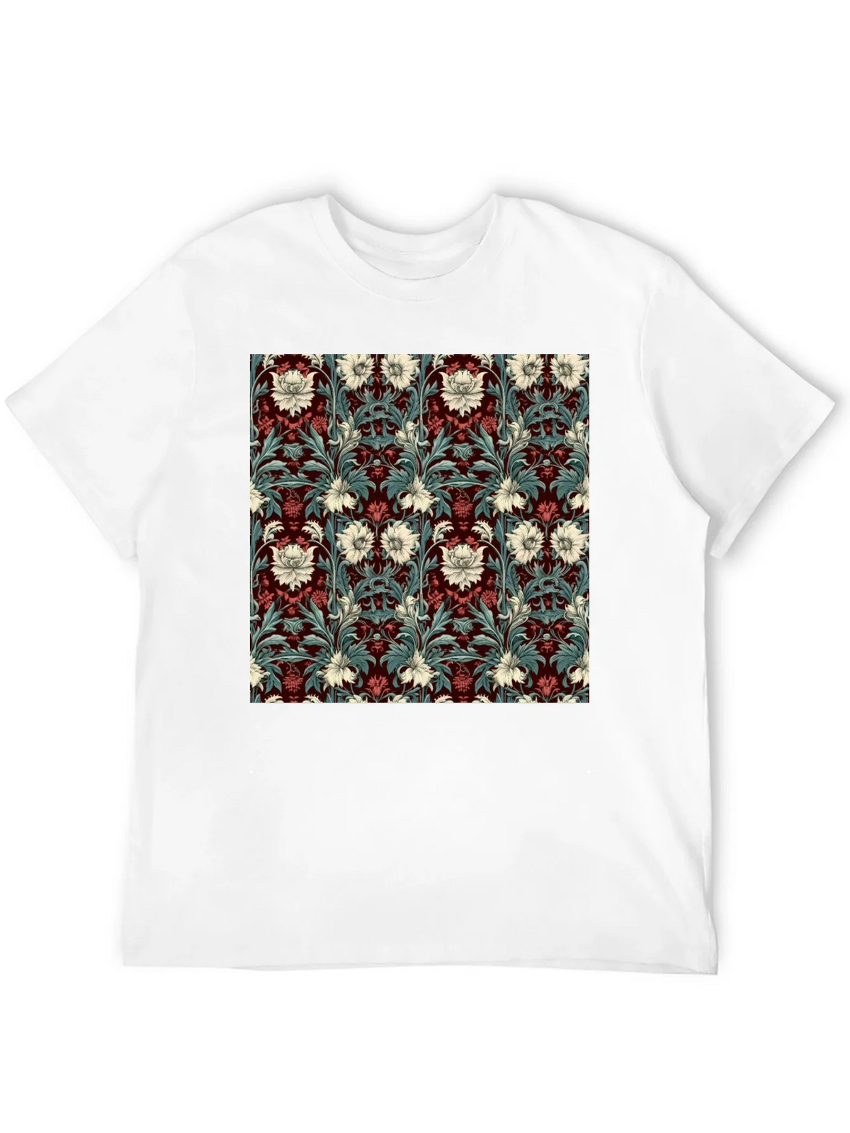 Floral Pattern T-Shirt Red & White Botanical Design product image 11