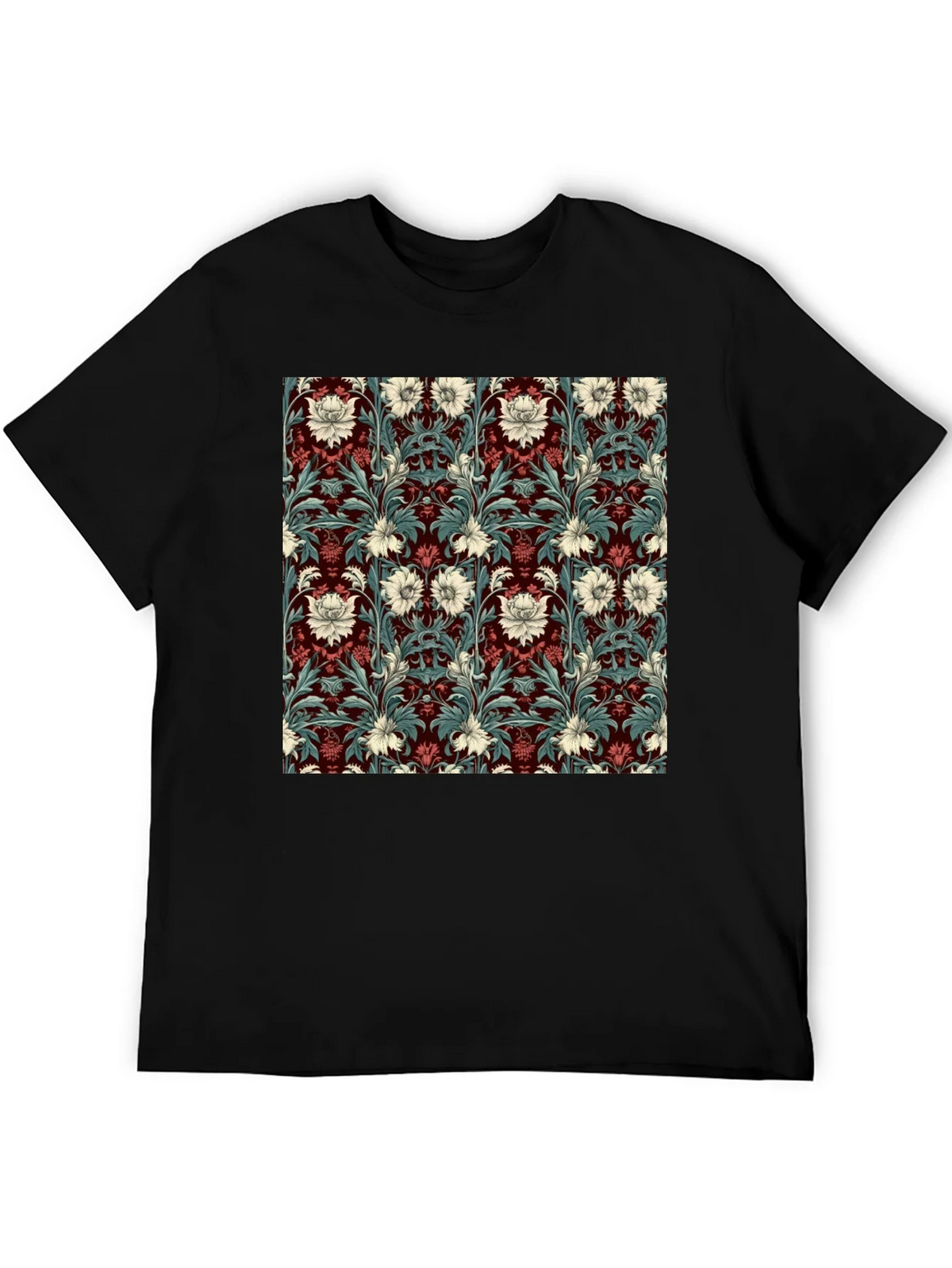 Floral Pattern T-Shirt Red & White Botanical Design product image 5