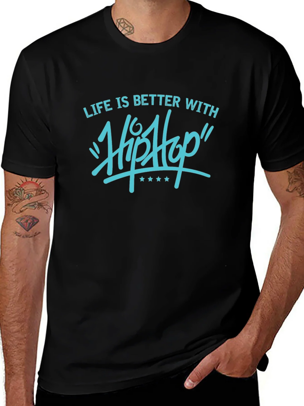 Life is Better with Hip Hop Graphic Tee - Black product image 1