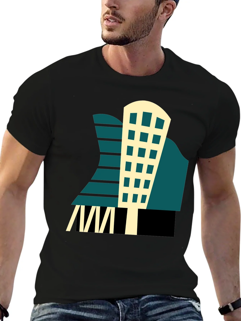 Geometric Building T-Shirt - Modern Graphic Tee product image 6
