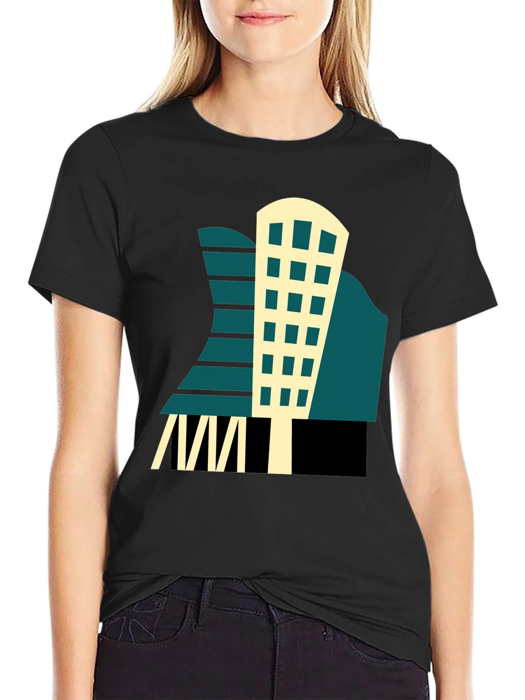 Geometric Building T-Shirt - Modern Graphic Tee product image 2