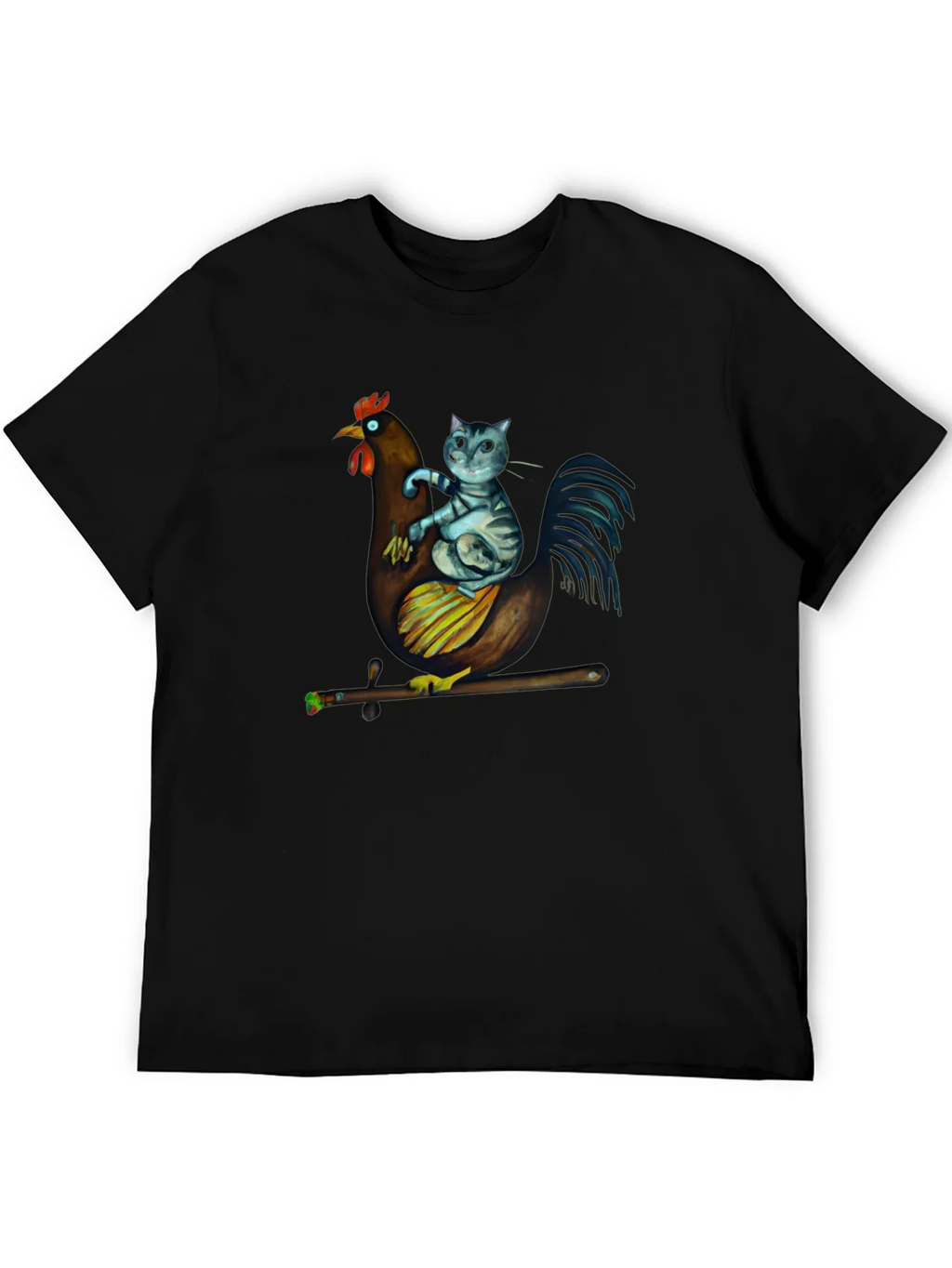 Cat Riding Chicken T-Shirt - Quirky Graphic Tee product image 5