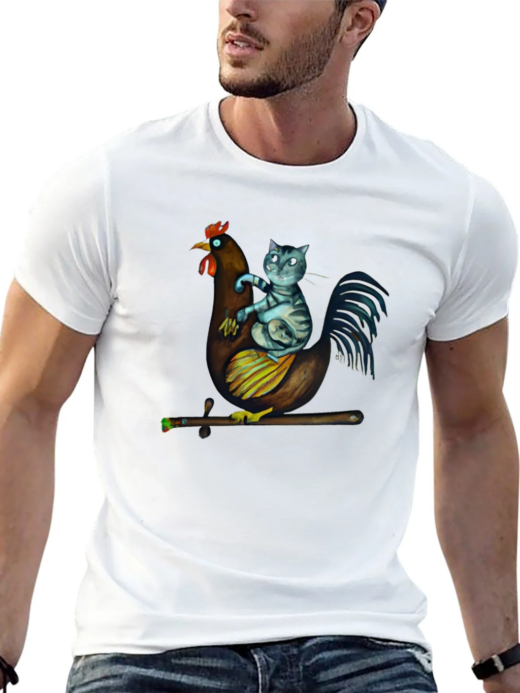 Cat Riding Chicken T-Shirt - Quirky Graphic Tee product image 12