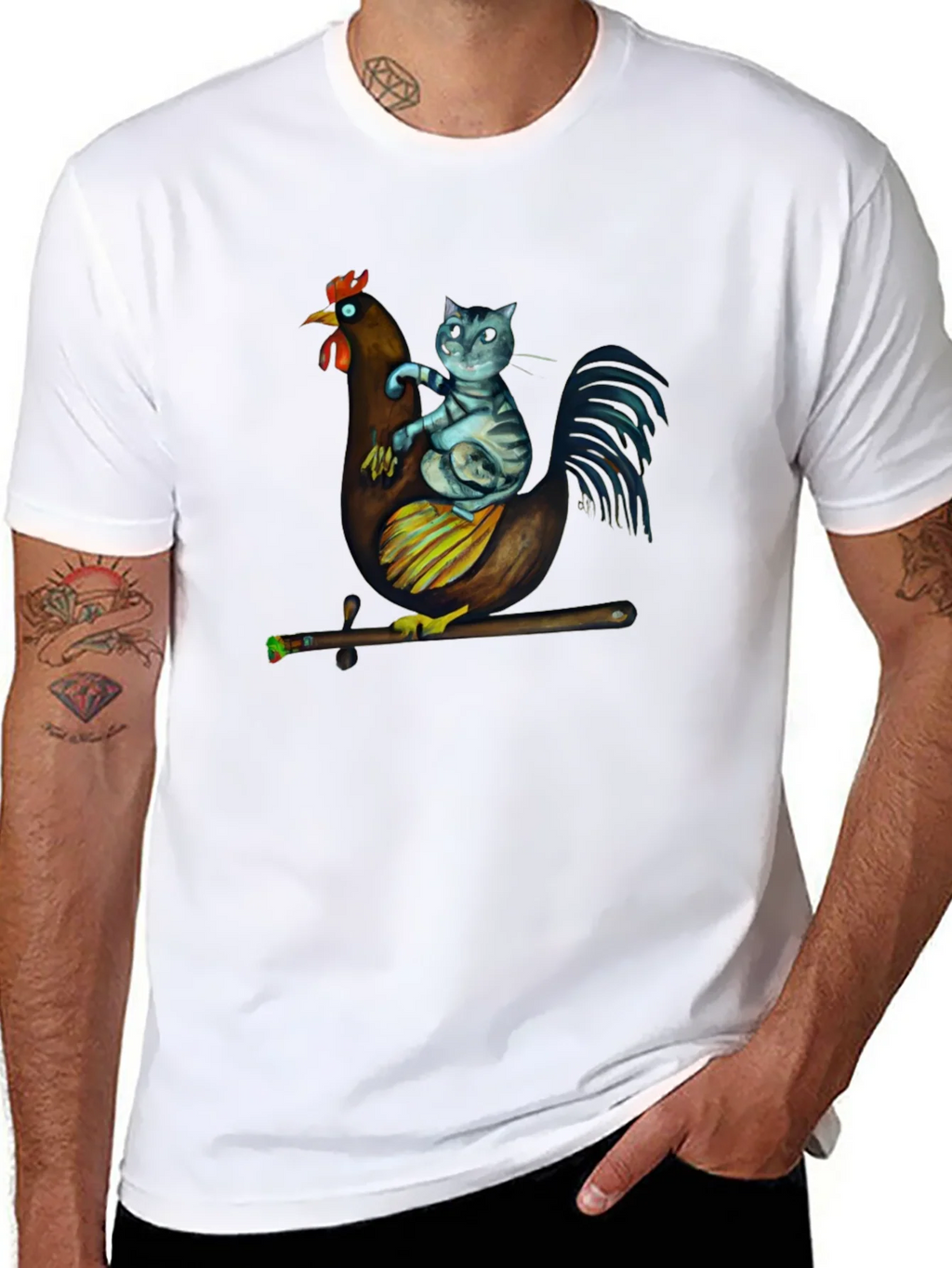 Cat Riding Chicken T-Shirt - Quirky Graphic Tee product image 7