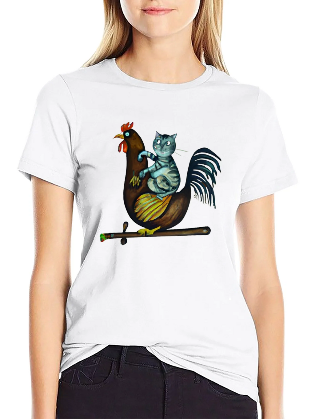 Cat Riding Chicken T-Shirt - Quirky Graphic Tee product image 8