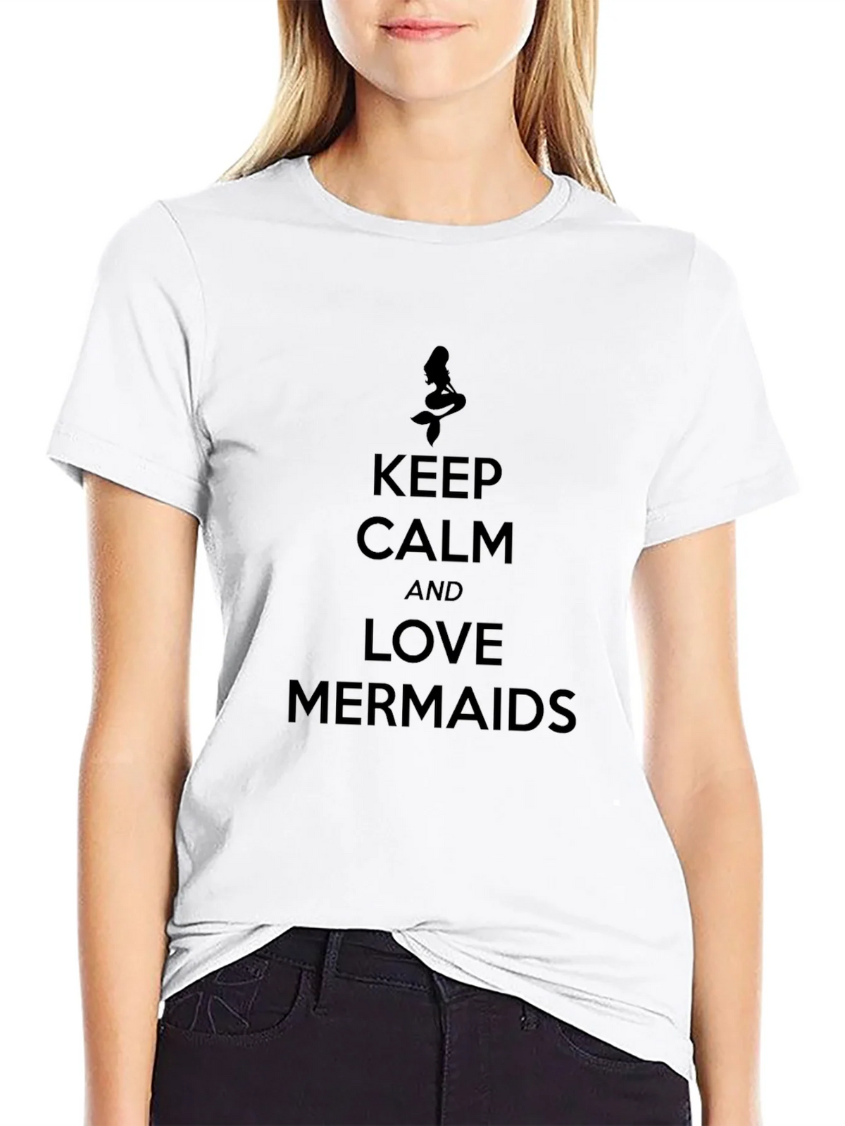 Keep Calm and Love Mermaids Black Graphic Tee product image 8